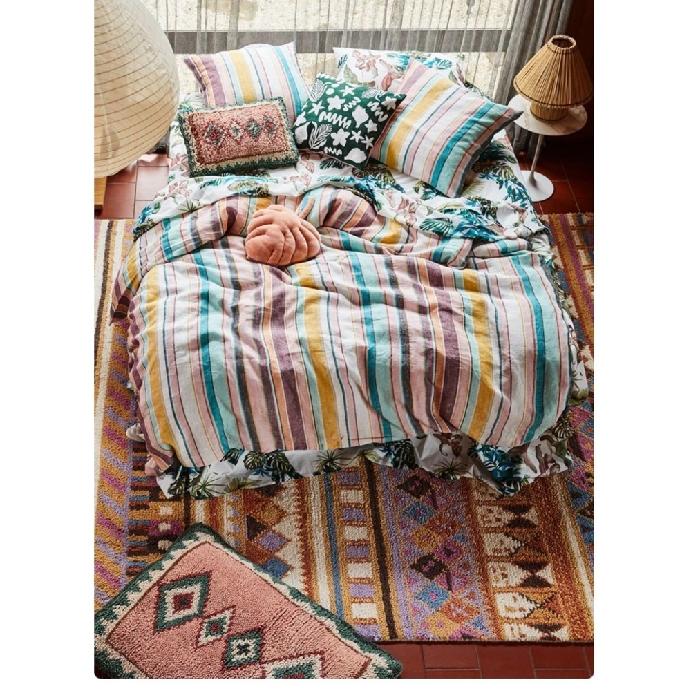 Kip & Co Hat Trick Woven Linen Duvet Cover Size Full/Queen NIB READ